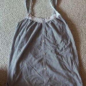 LOFT Black and White Striped Tank Top